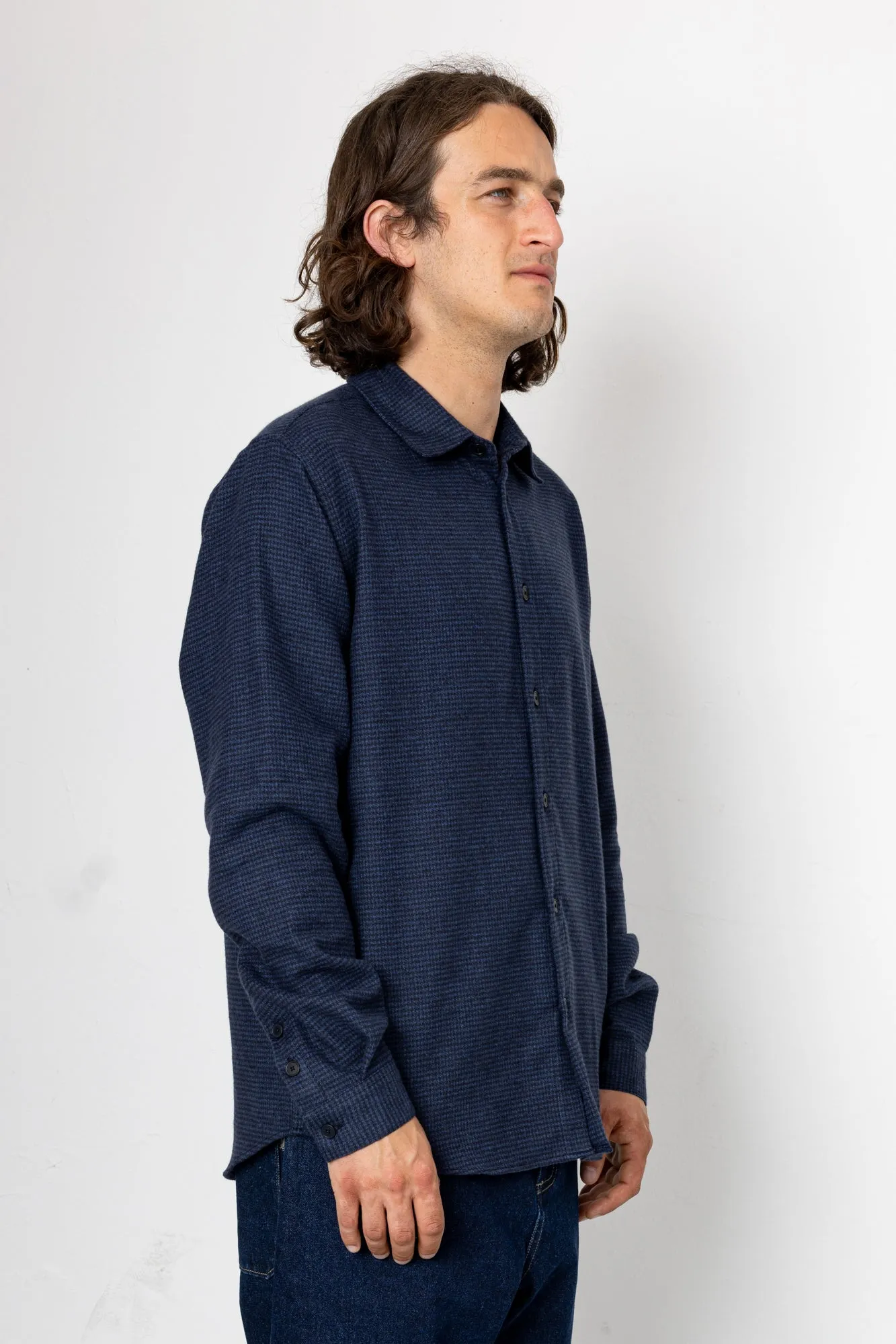 Relaxed Fit Shirt - Navy Black Houndstooth sold by Folk product image thumbnail 2