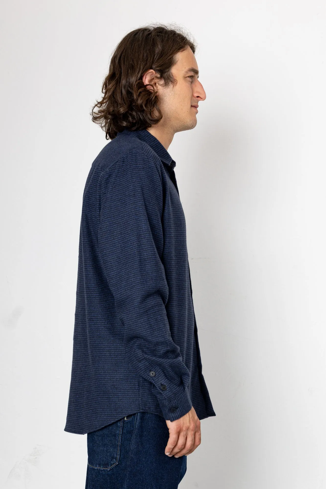 Relaxed Fit Shirt - Navy Black Houndstooth sold by Folk product image thumbnail 3