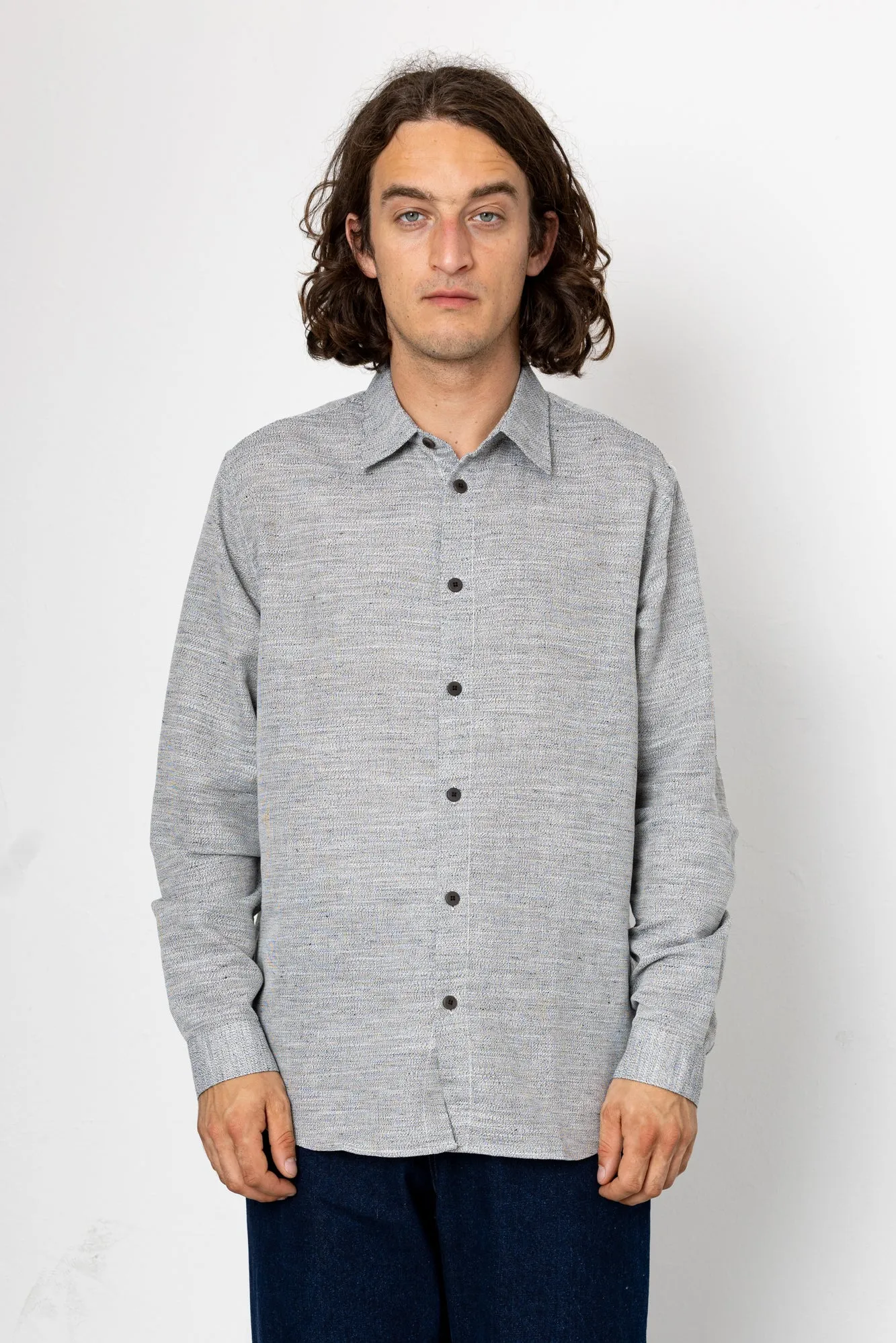 Relaxed Fit Shirt - Mottled Black Ecru sold by Folk