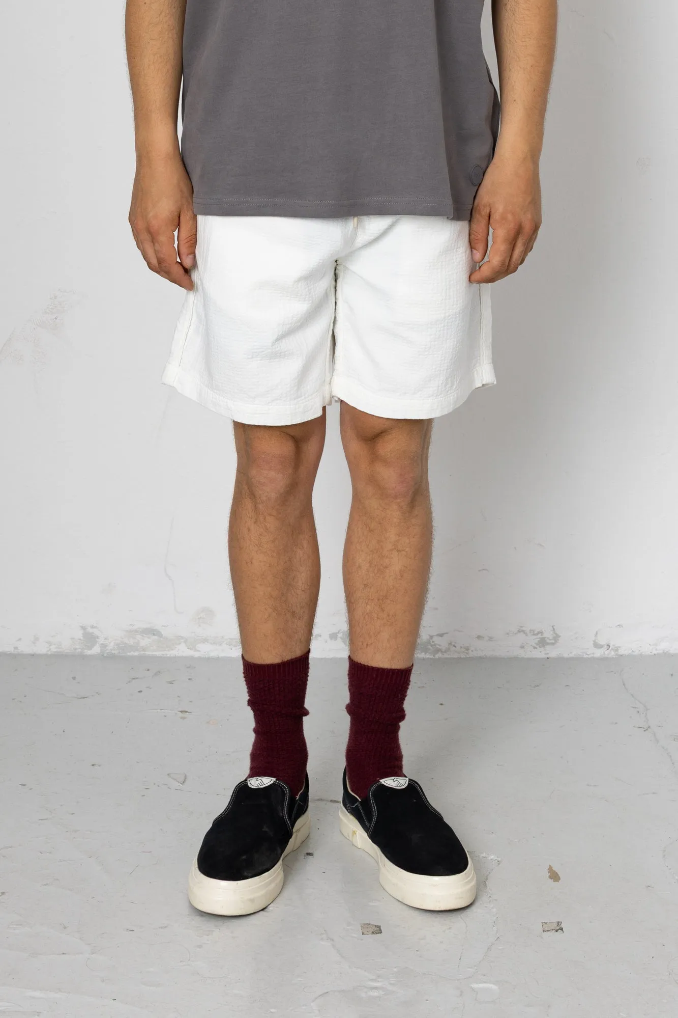 Darwin Textured Assembly Shorts - Ecru sold by Folk