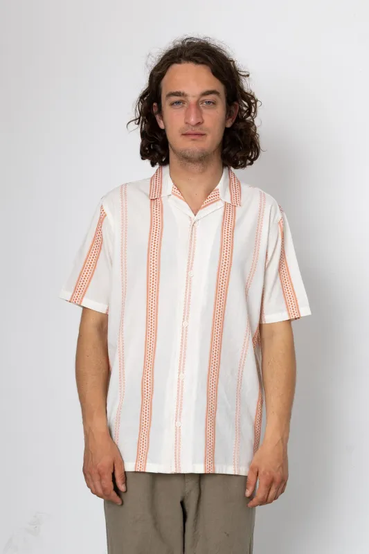Kath Short Sleeve Shirt - Ecru / Terracotta made by Folk