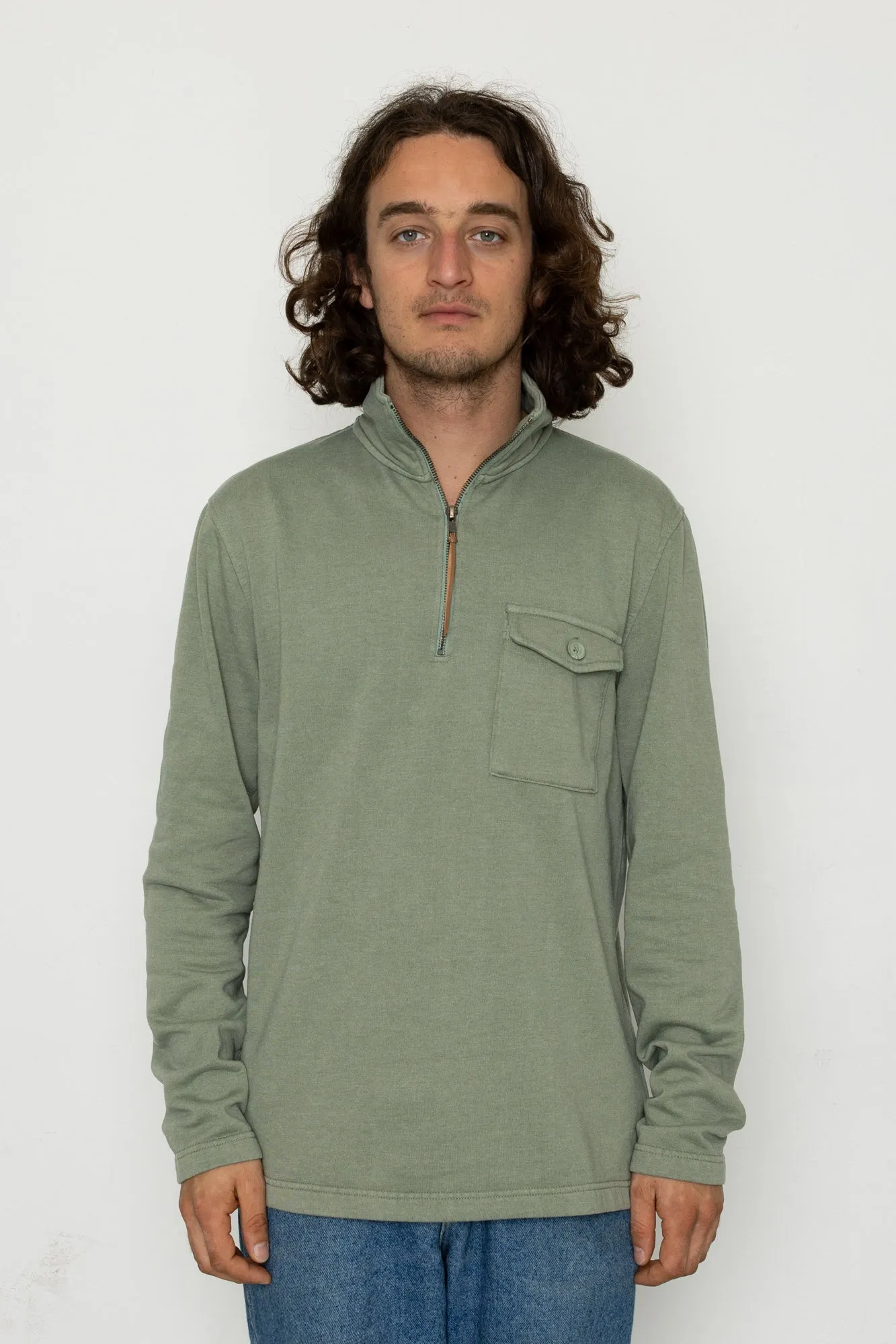 Flint Quarter Zip Sweatshirt - Sage sold by Folk