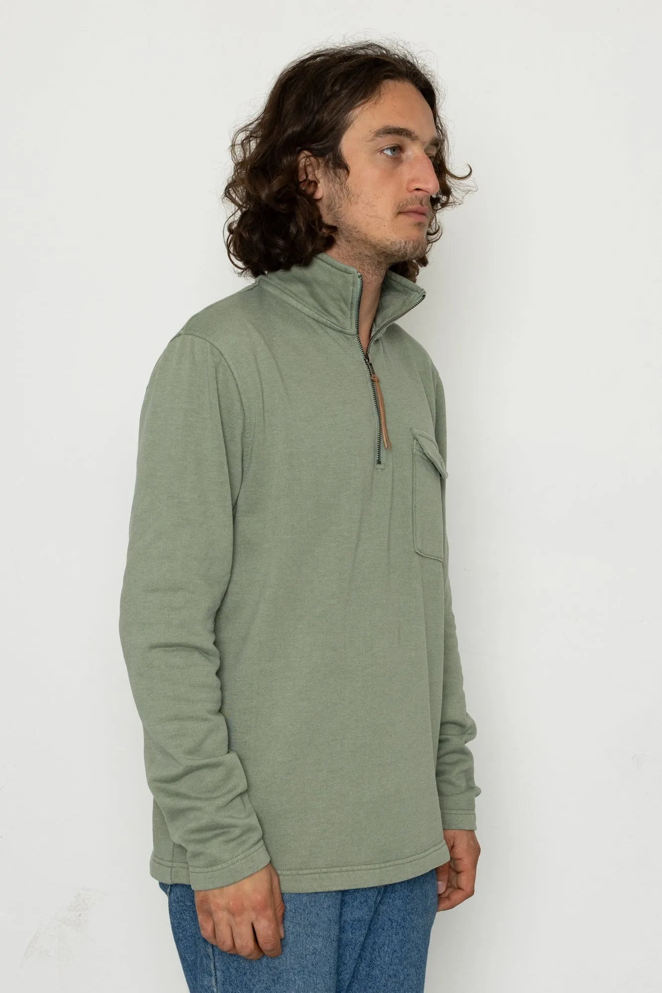 Flint Quarter Zip Sweatshirt - Sage sold by Folk product image thumbnail 2