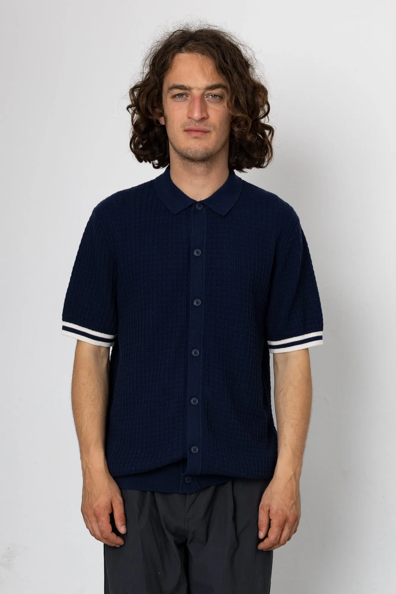 Beech Tipped Button Through - Navy / Ecru sold by Folk