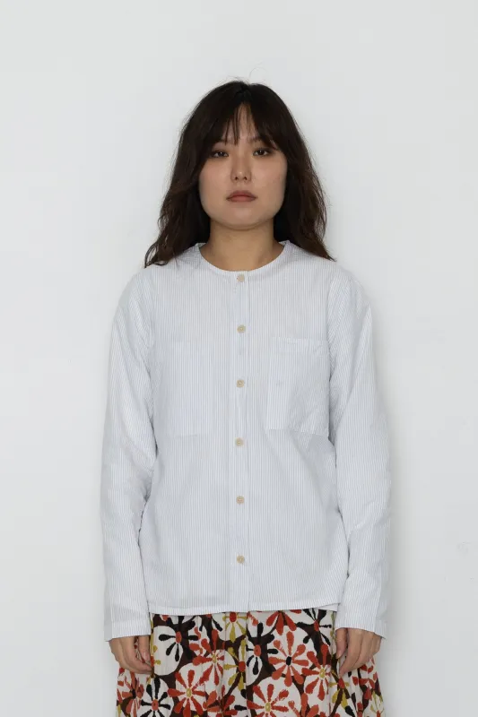 Riviera Shirt - Grey / White Seersucker made by Folk
