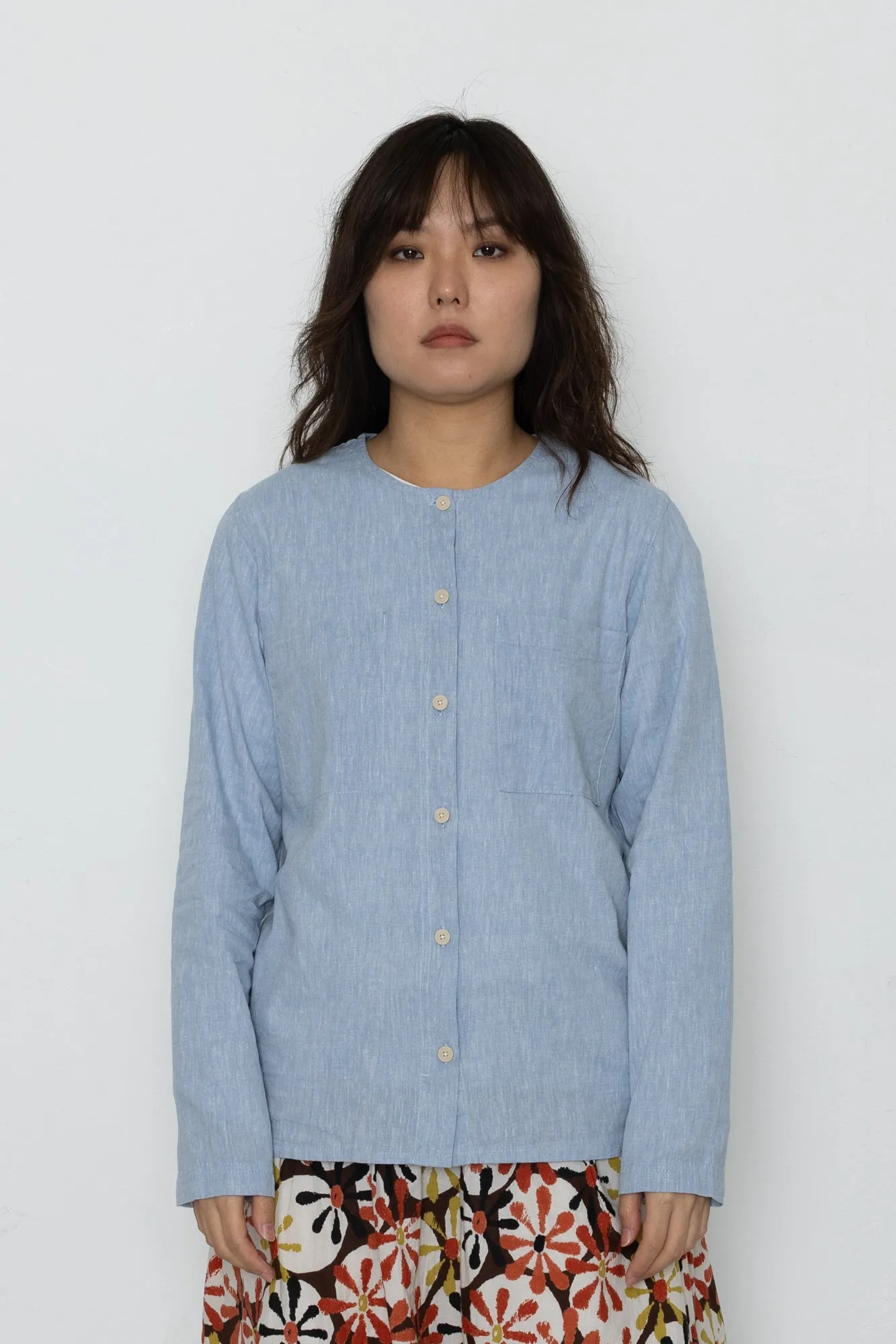 Riviera Shirt - Blue Linen sold by Folk