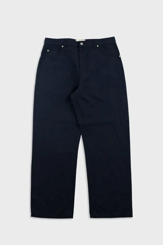 Barrel Leg Trouser - Midnight Slub Linen made by Folk
