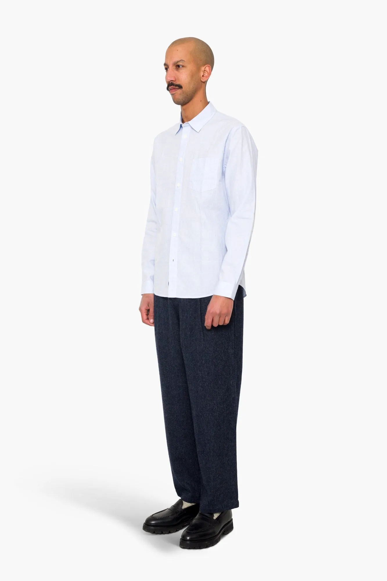 Relaxed Fit Shirt - Blue Microstripe Crinkle sold by Folk product image thumbnail 3