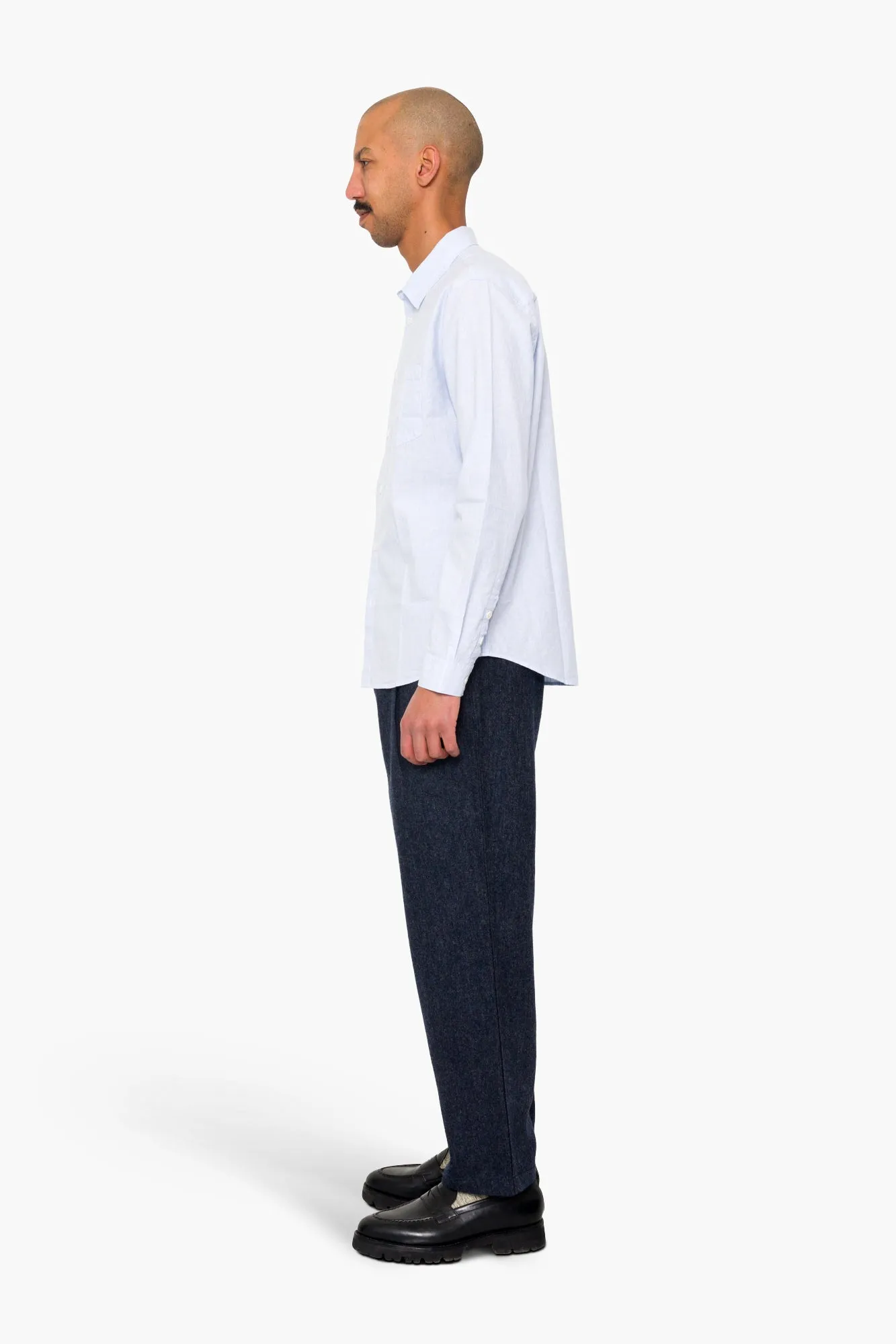 Relaxed Fit Shirt - Blue Microstripe Crinkle sold by Folk product image thumbnail 4