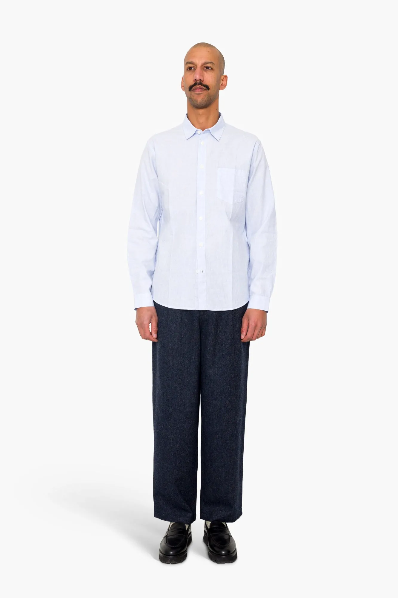 Relaxed Fit Shirt - Blue Microstripe Crinkle sold by Folk product image thumbnail 2