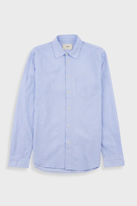Relaxed Fit Shirt - Blue Crinkle Fine Stripe made by Folk