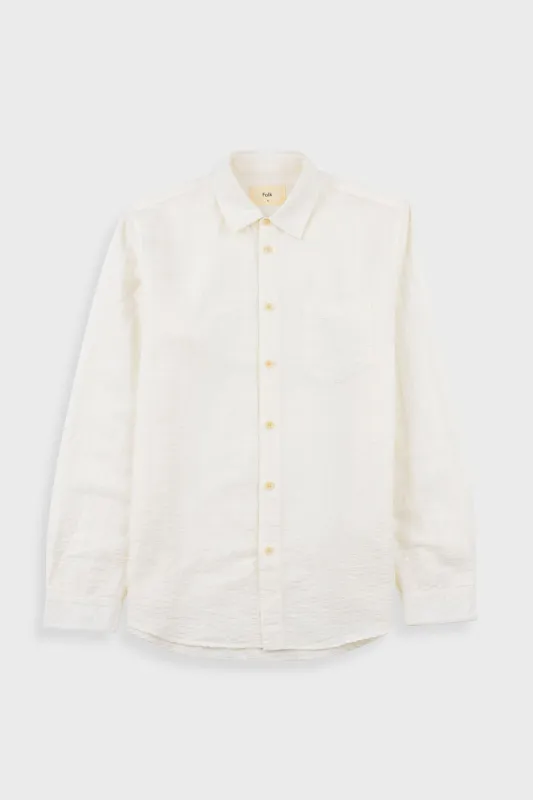Relaxed Fit Shirt - White Microstripe Slub made by Folk