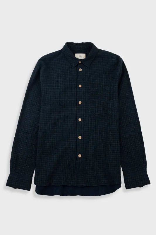 Easy Fit Shirt - Navy Crinkle Check made by Folk