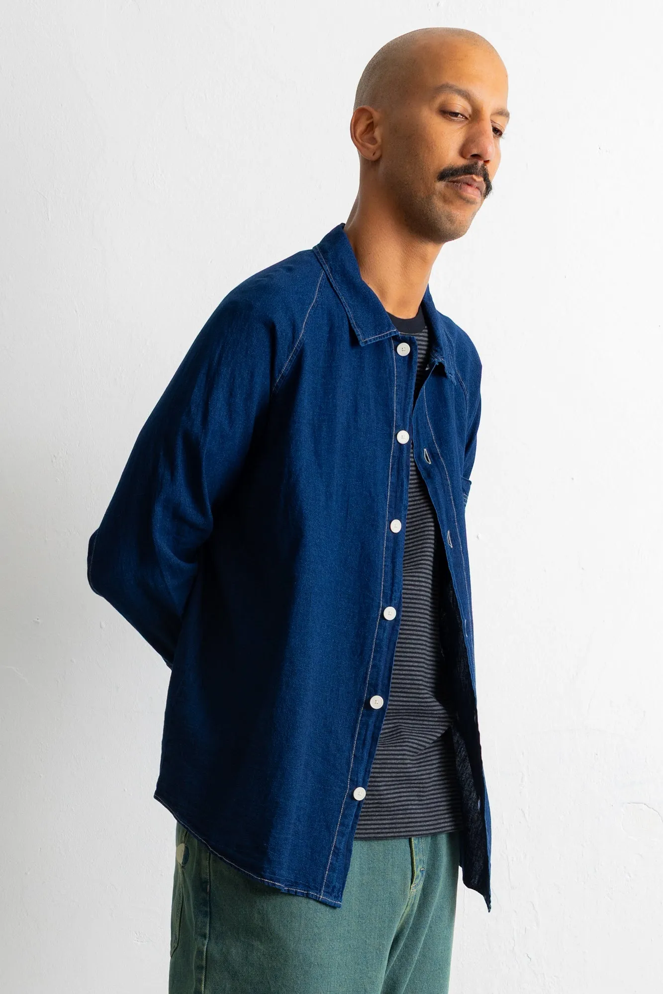 Raglan Shirt - Deep Indigo Linen sold by Folk product image thumbnail 4