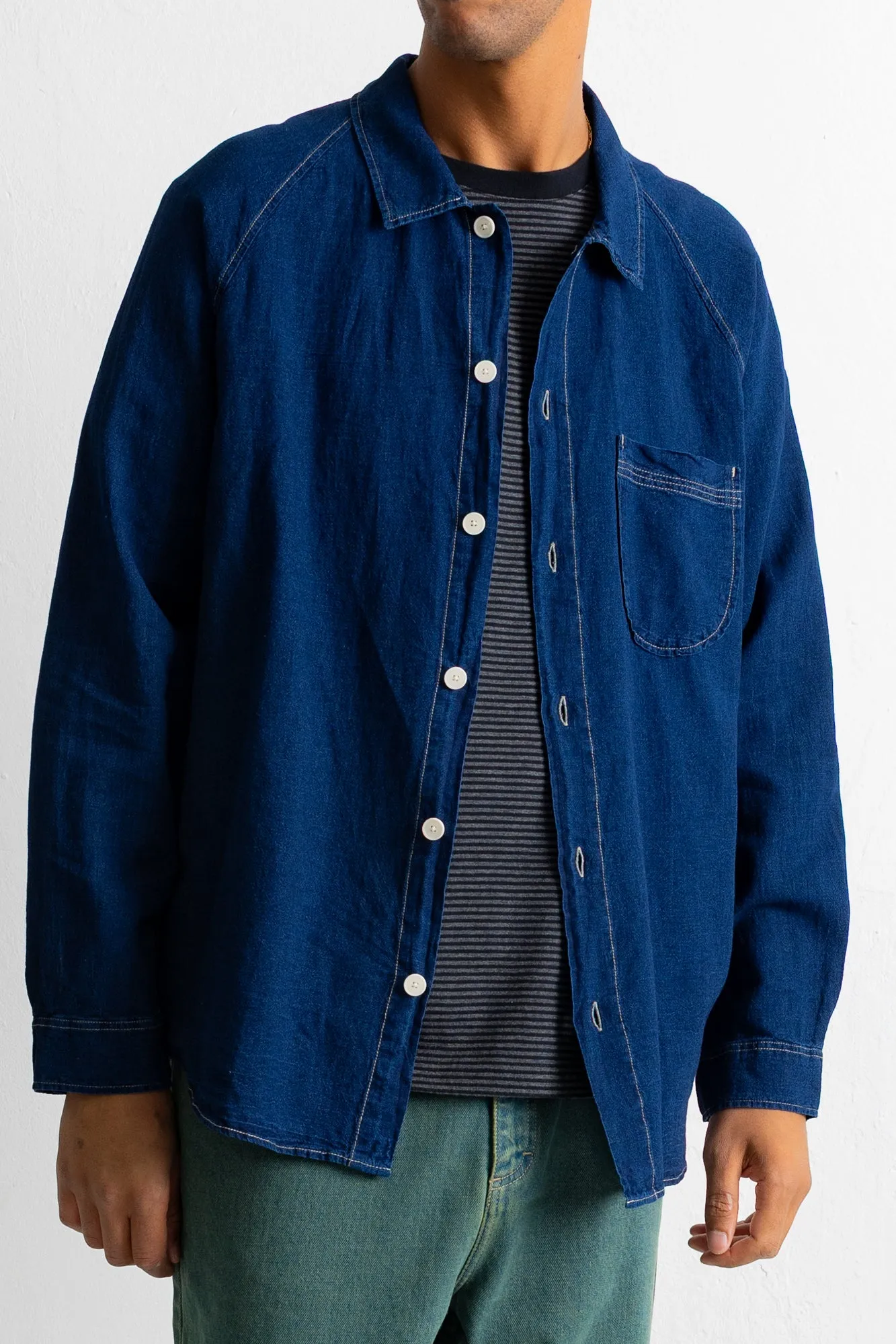 Raglan Shirt - Deep Indigo Linen sold by Folk product image thumbnail 3