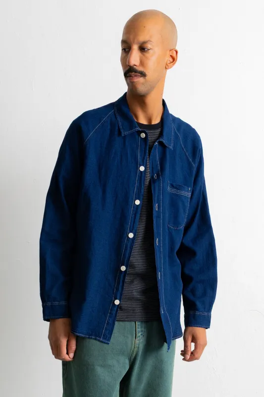 Raglan Shirt - Deep Indigo Linen made by Folk