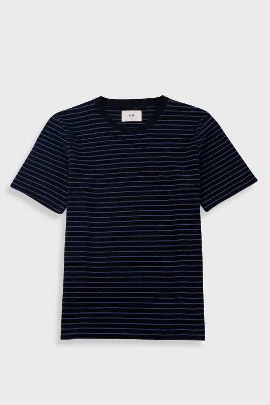 Short Sleeve Textured Striped T-Shirt - Black / Soft Blue made by Folk