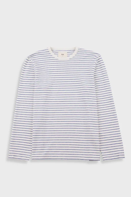 Long Sleeve Textured Striped T-Shirt - Ecru / Soft Blue made by Folk