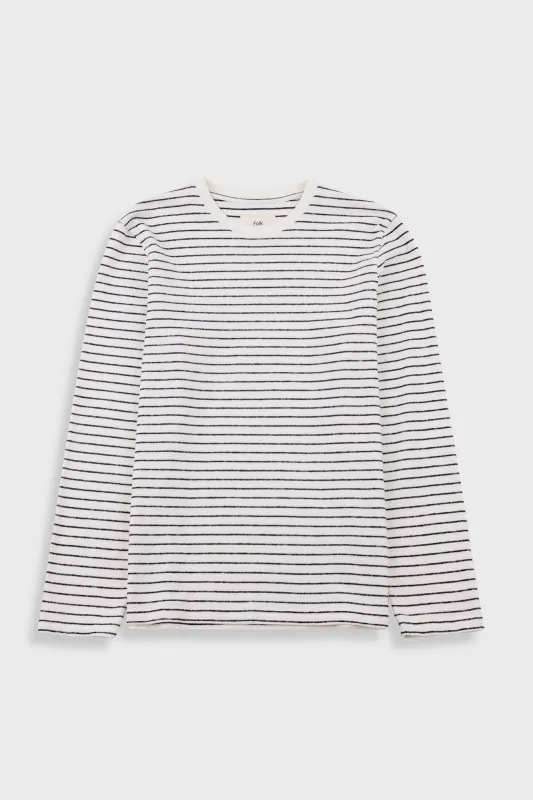 Long Sleeve Textured Striped T-Shirt - Ecru / Black made by Folk