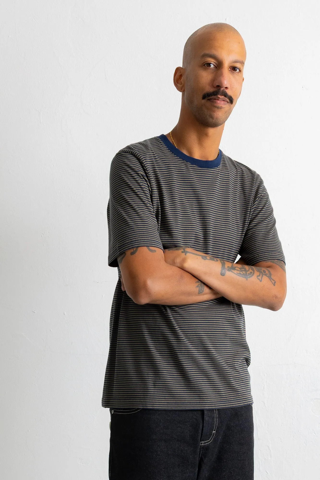1x1 Striped T-Shirt - Navy / Olive sold by Folk product image thumbnail 4