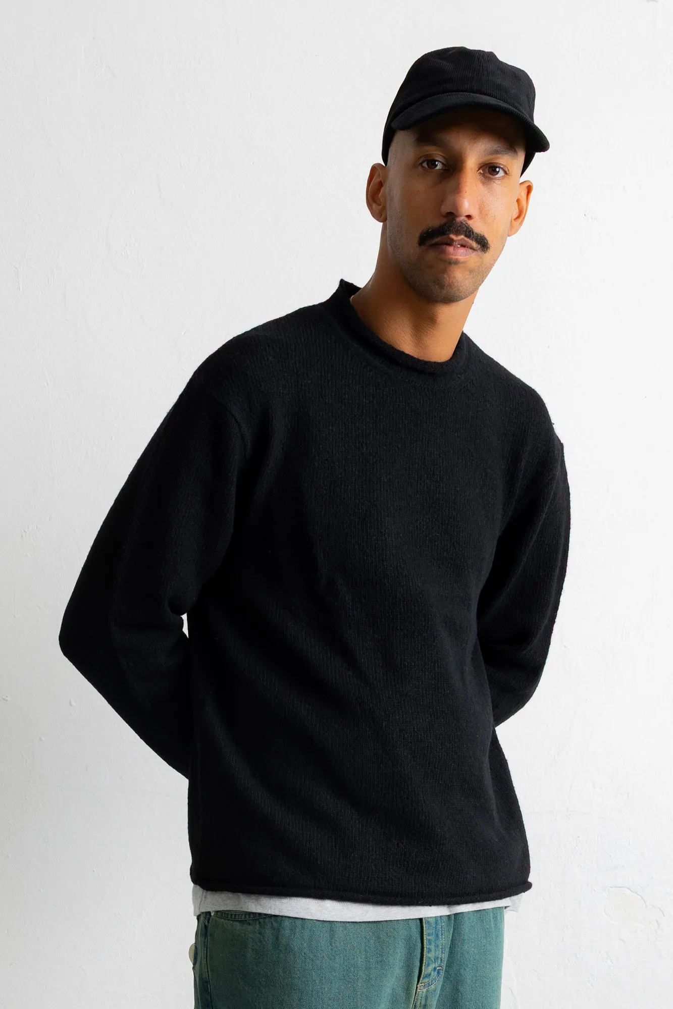 Slouch Crew - Black Charcoal Cast Intarsia sold by Folk product image thumbnail 2