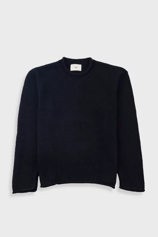 Slouch Crew - Black Charcoal Cast Intarsia made by Folk