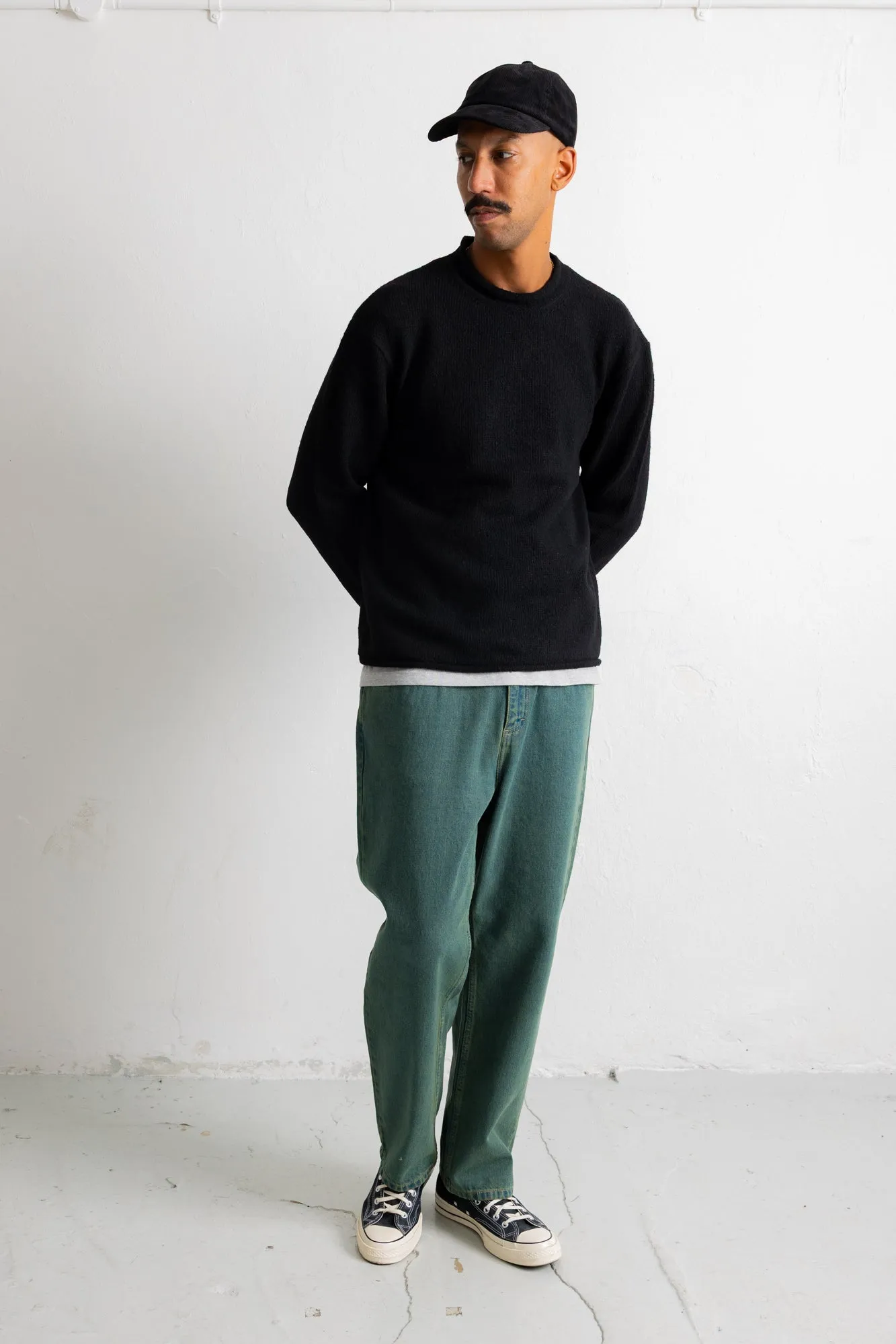 Slouch Crew - Black Charcoal Cast Intarsia sold by Folk product image thumbnail 3
