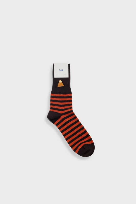 Block Stripe Sock - Clay / Espresso made by Folk