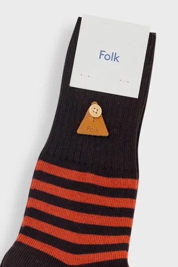 Block Stripe Sock - Clay / Espresso sold by Folk product image thumbnail 2