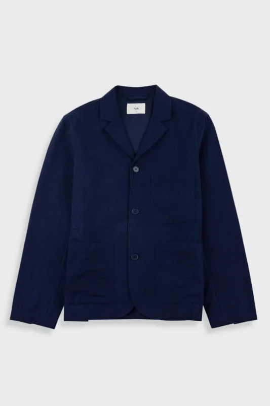 Wide Fit Blazer - Navy Lightweight Moleskin made by Folk