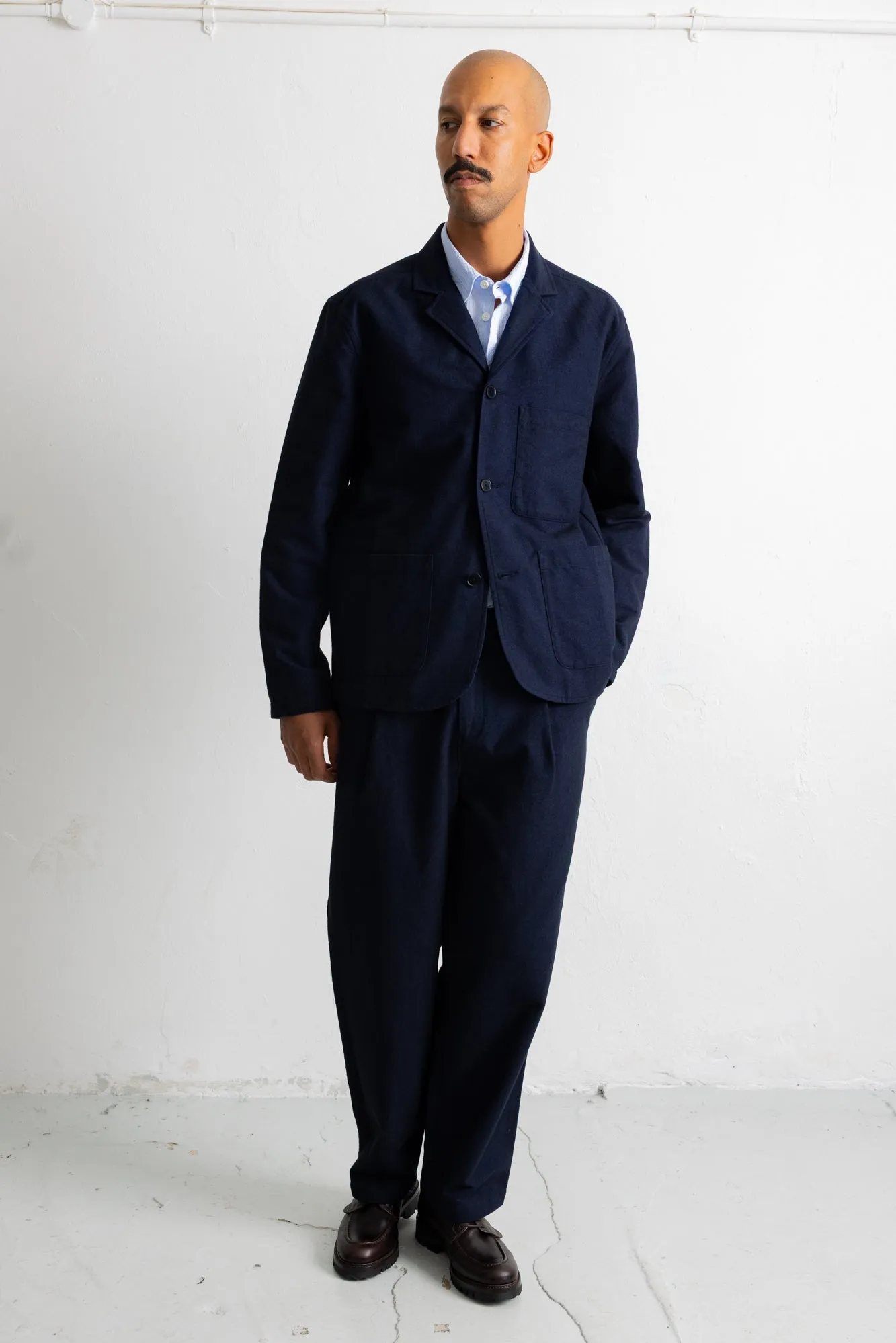 Wide Fit Blazer - Navy Lightweight Moleskin sold by Folk product image thumbnail 5