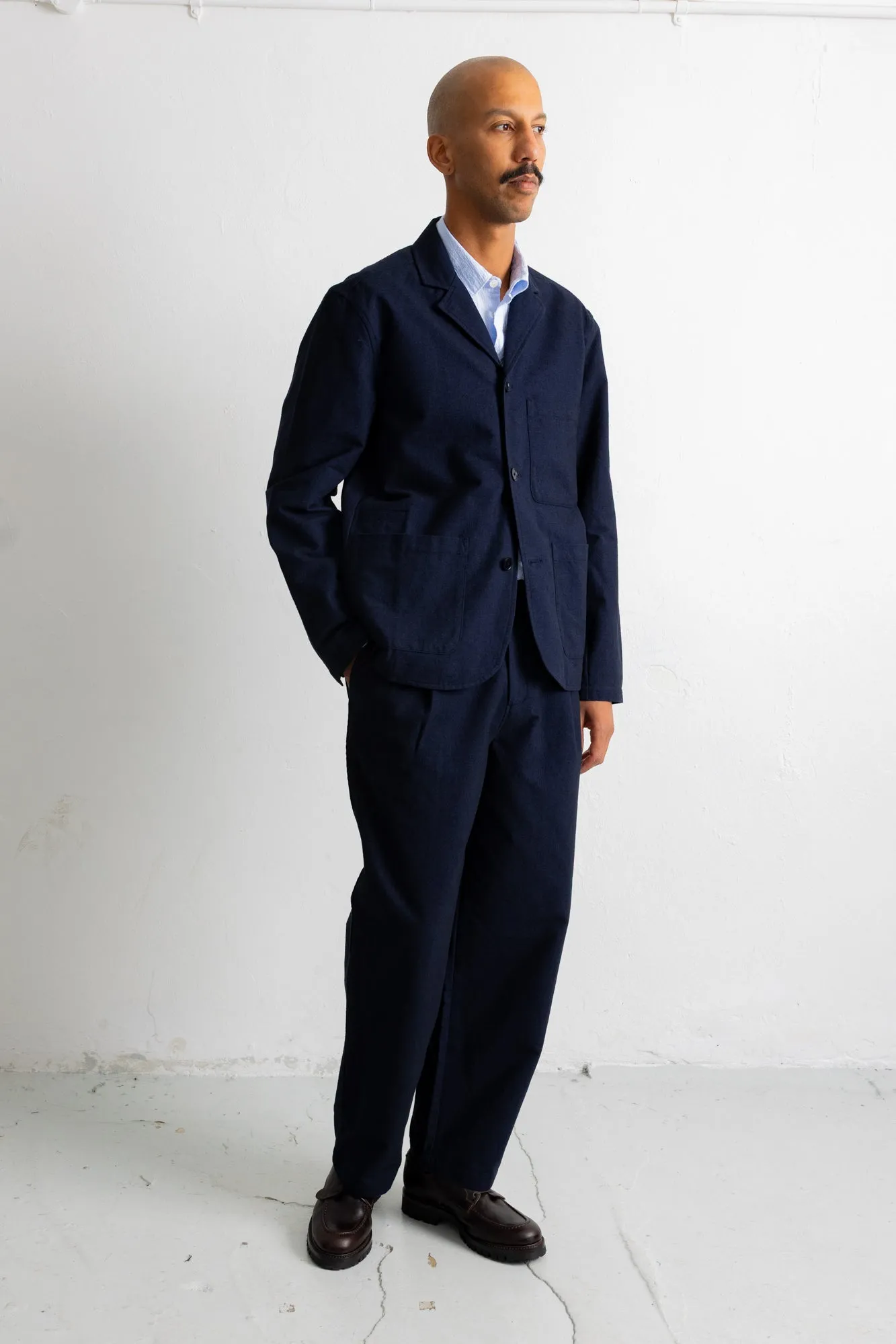 Wide Fit Blazer - Navy Lightweight Moleskin sold by Folk product image thumbnail 4