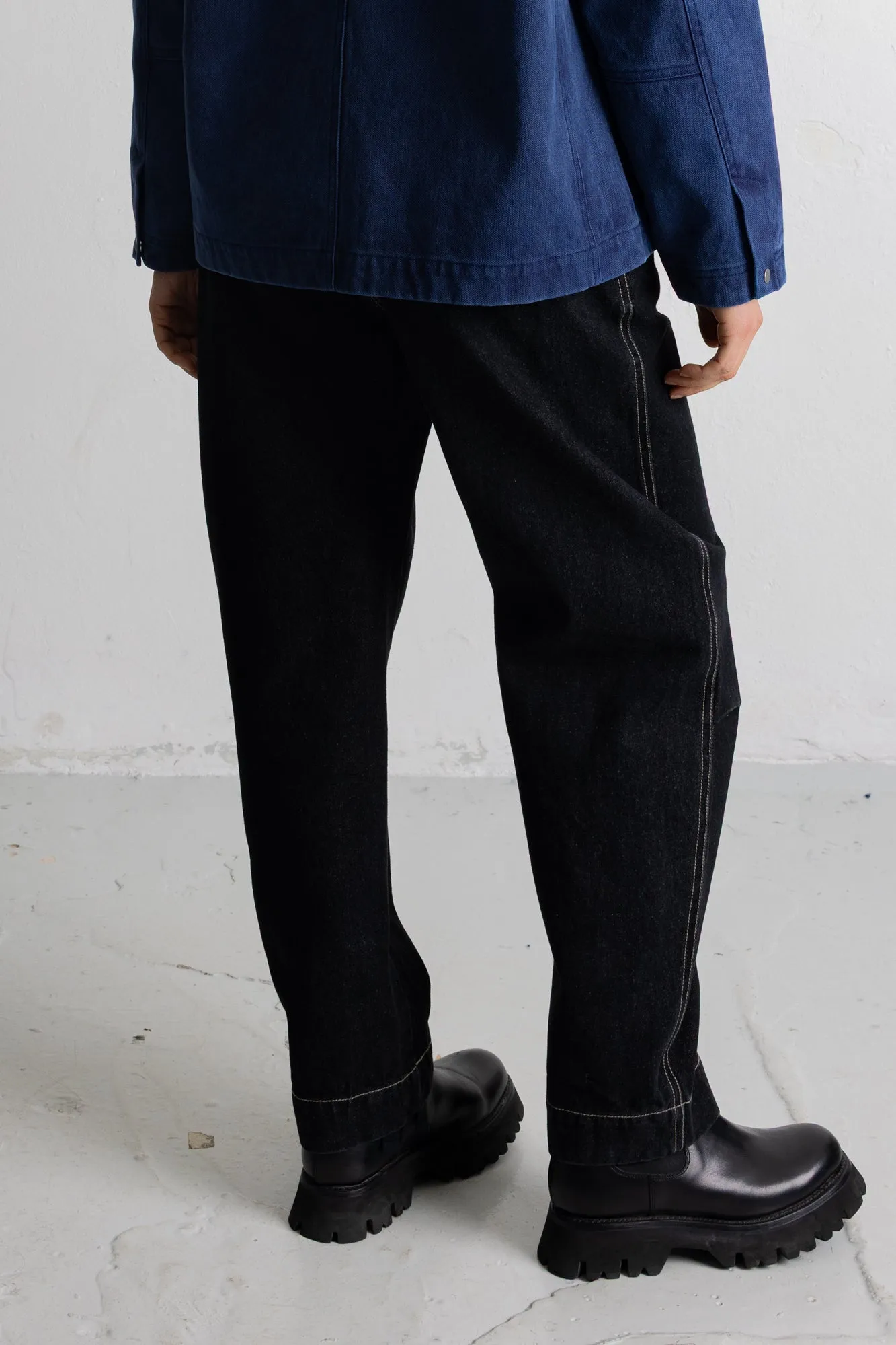 Barrel Trousers - Black Washed Denim sold by Folk product image thumbnail 4