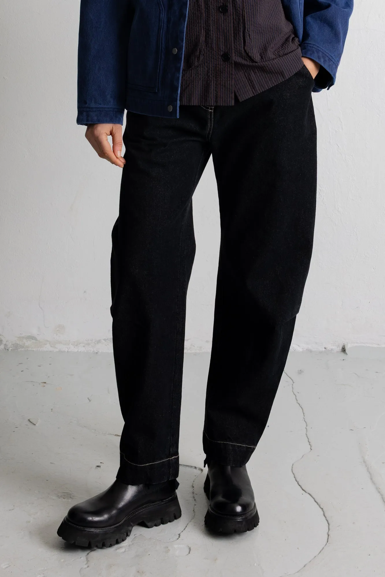 Barrel Trousers - Black Washed Denim sold by Folk product image thumbnail 3