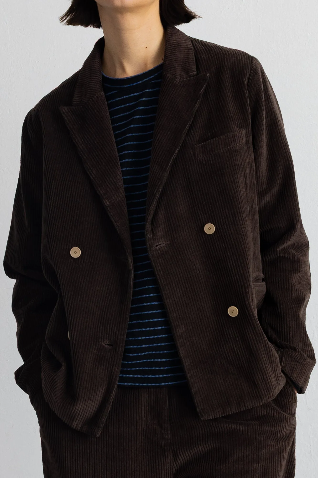 Relaxed Fit Blazer - Chocolate Chunky Cord sold by Folk product image thumbnail 3