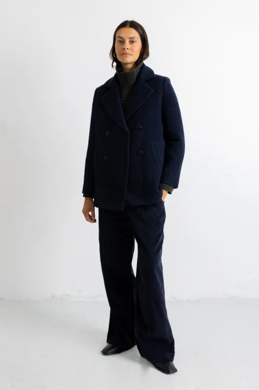 Double Breasted Coat - Brushed Navy made by Folk