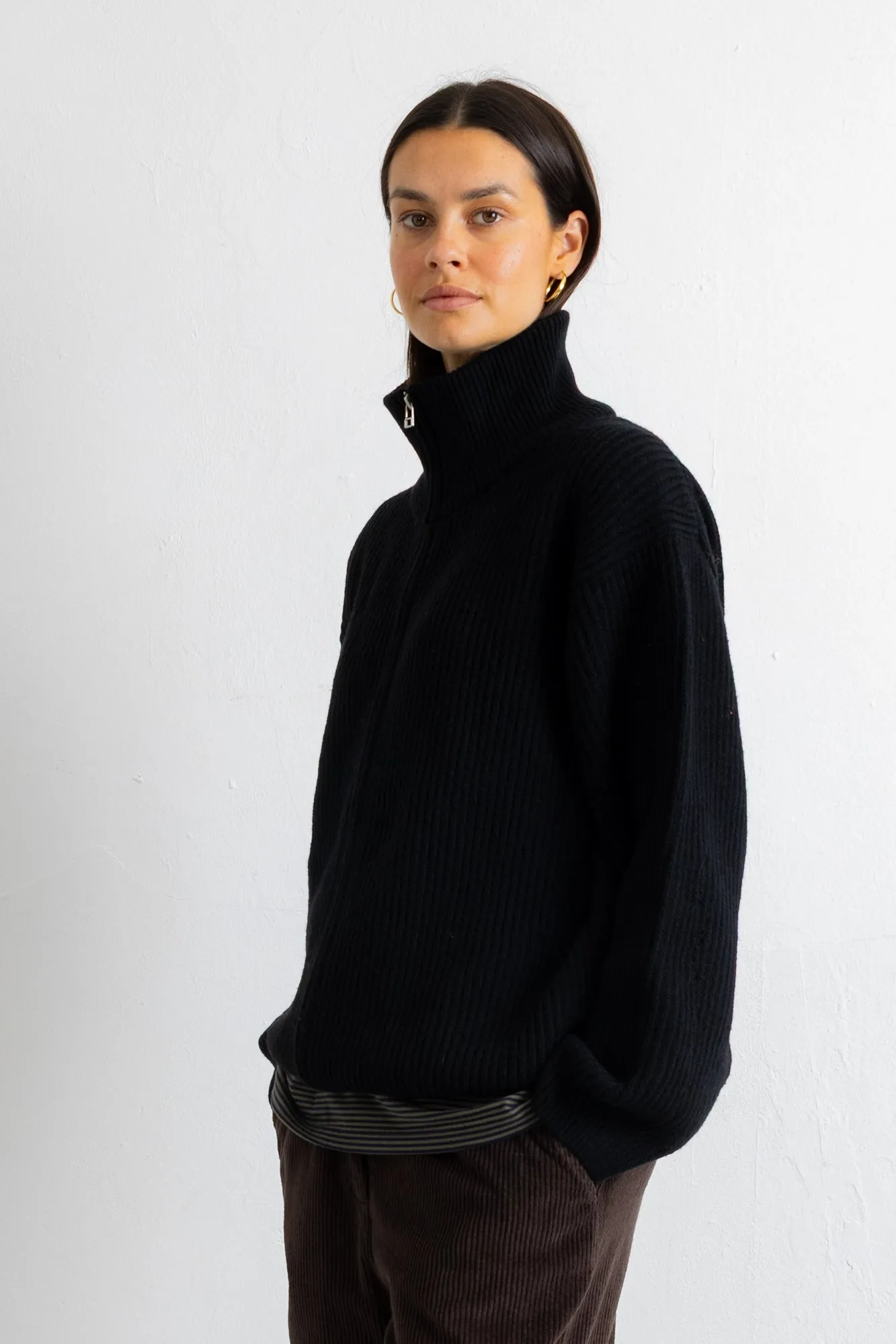 Zip Through Jumper - Black sold by Folk product image thumbnail 3