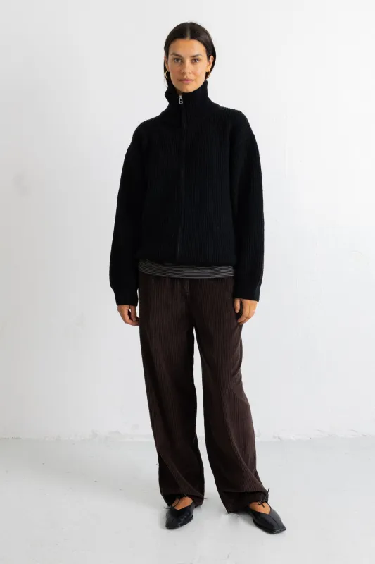 Zip Through Jumper - Black made by Folk