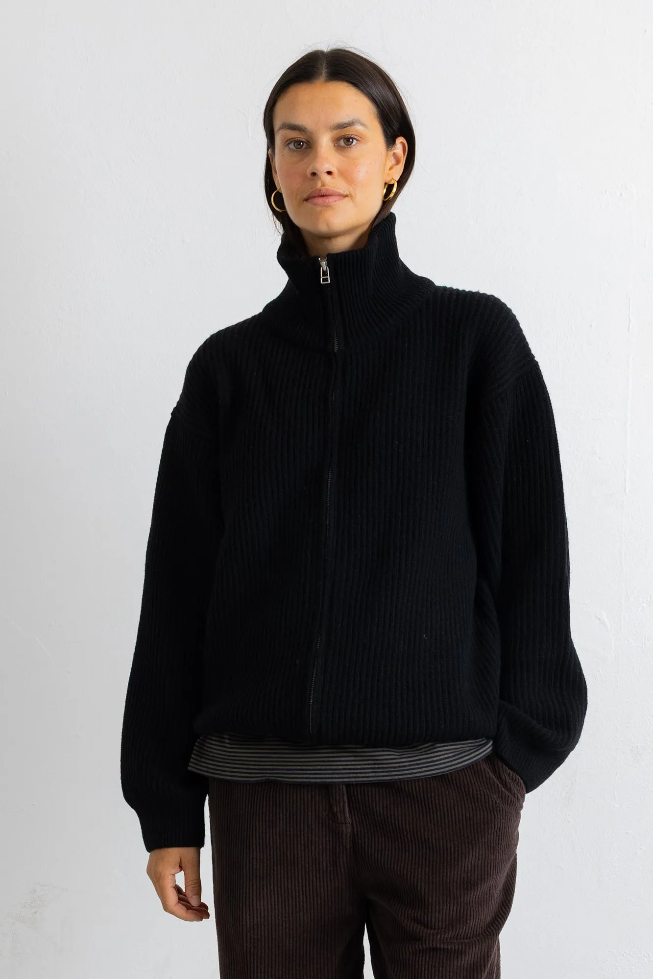 Zip Through Jumper - Black sold by Folk product image thumbnail 2