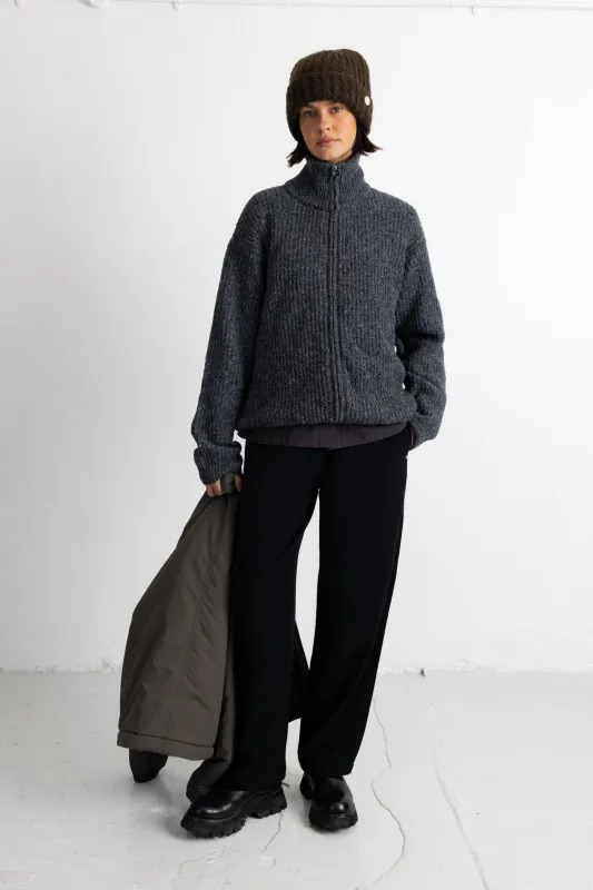 Zip Through Jumper - Mid Grey Melange made by Folk