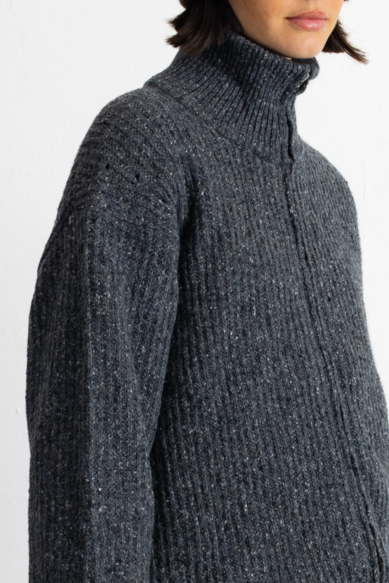 Zip Through Jumper - Mid Grey Melange sold by Folk product image thumbnail 5