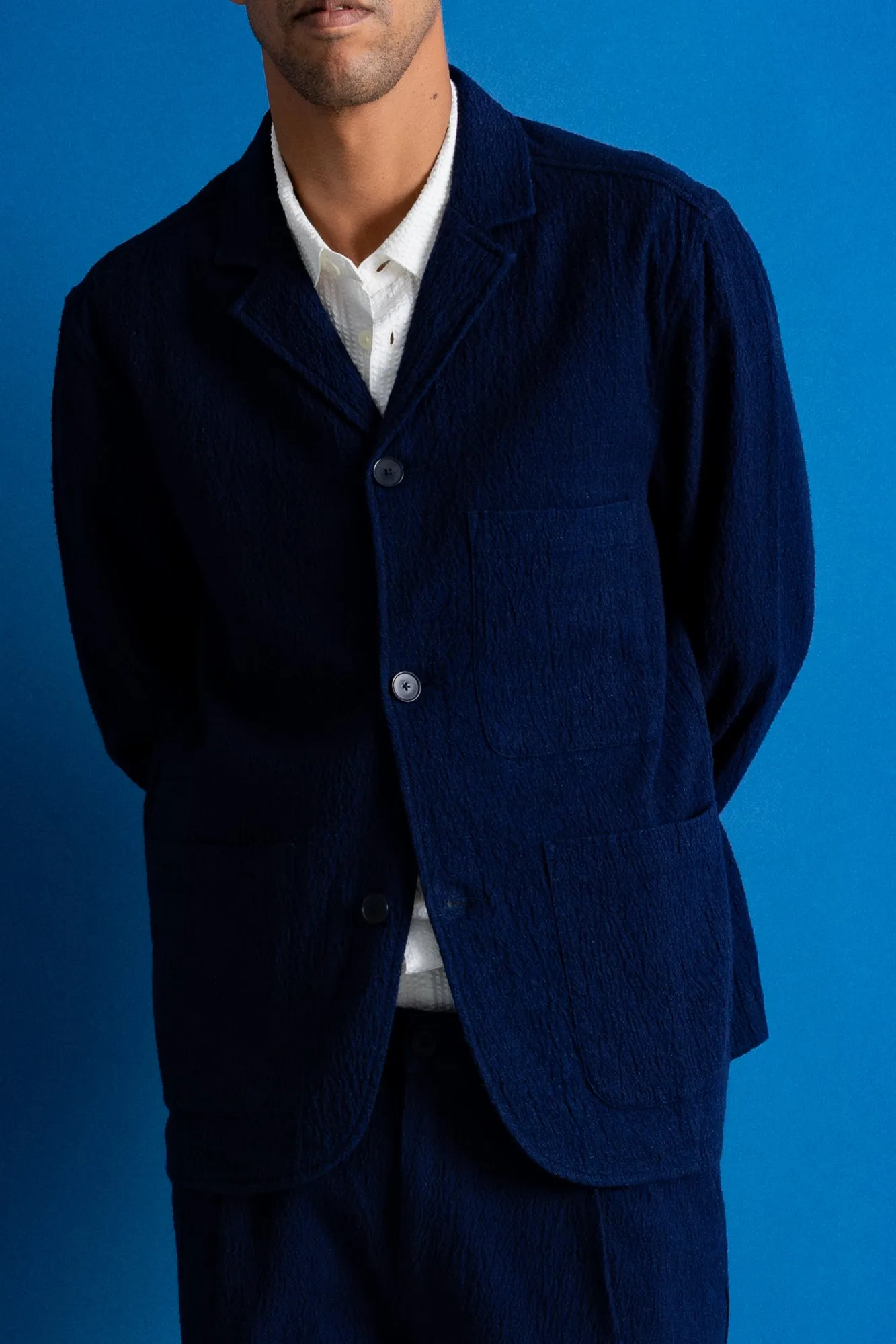 Wide Fit Blazer - Indigo Crepe sold by Folk product image thumbnail 5