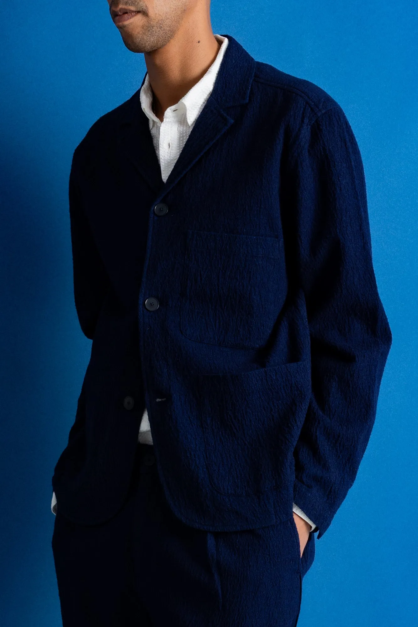 Wide Fit Blazer - Indigo Crepe sold by Folk product image thumbnail 2
