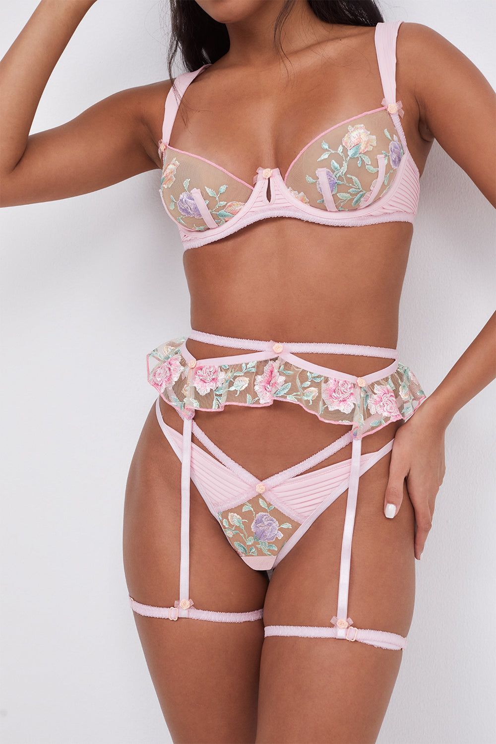 Pastel Watercolor Rose Garter sold by For Love And Lemons product image thumbnail 4