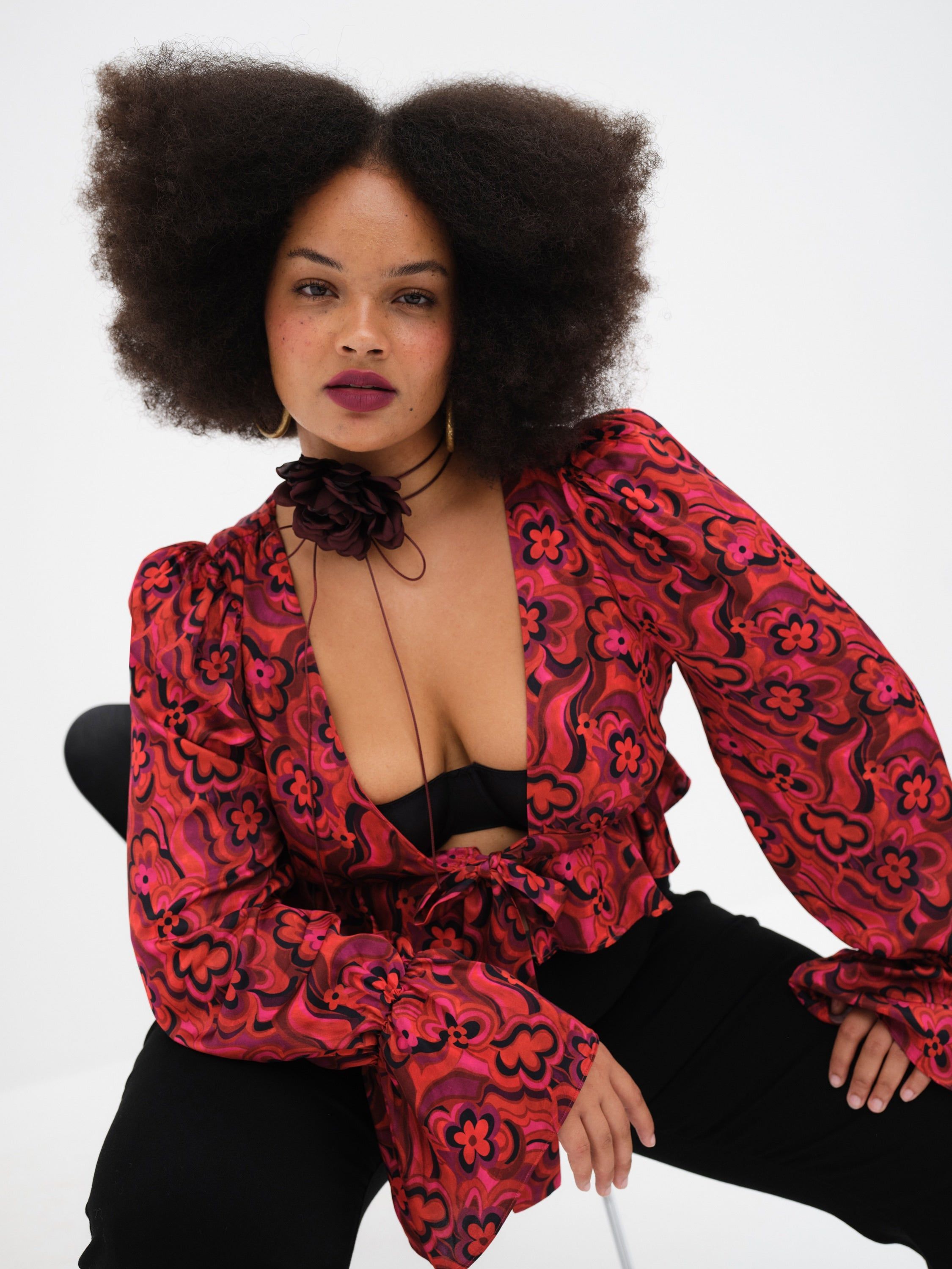 Davina Tie Front Blouse sold by For Love And Lemons product image thumbnail 2