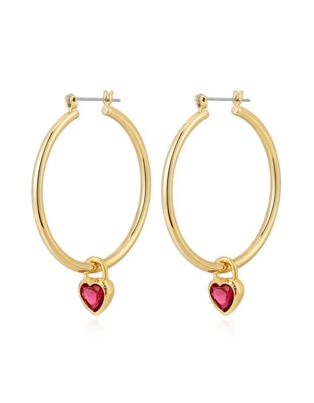 Luv Aj x FL&L Bezel Heart Charm Hoops sold by For Love And Lemons