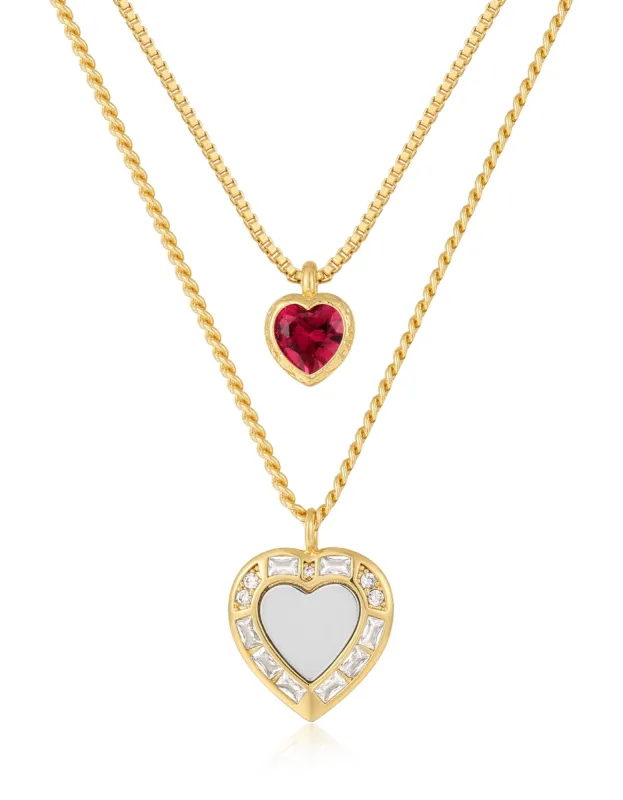 Luv Aj x FL&L Double Heart Charm Necklace made by For Love And Lemons