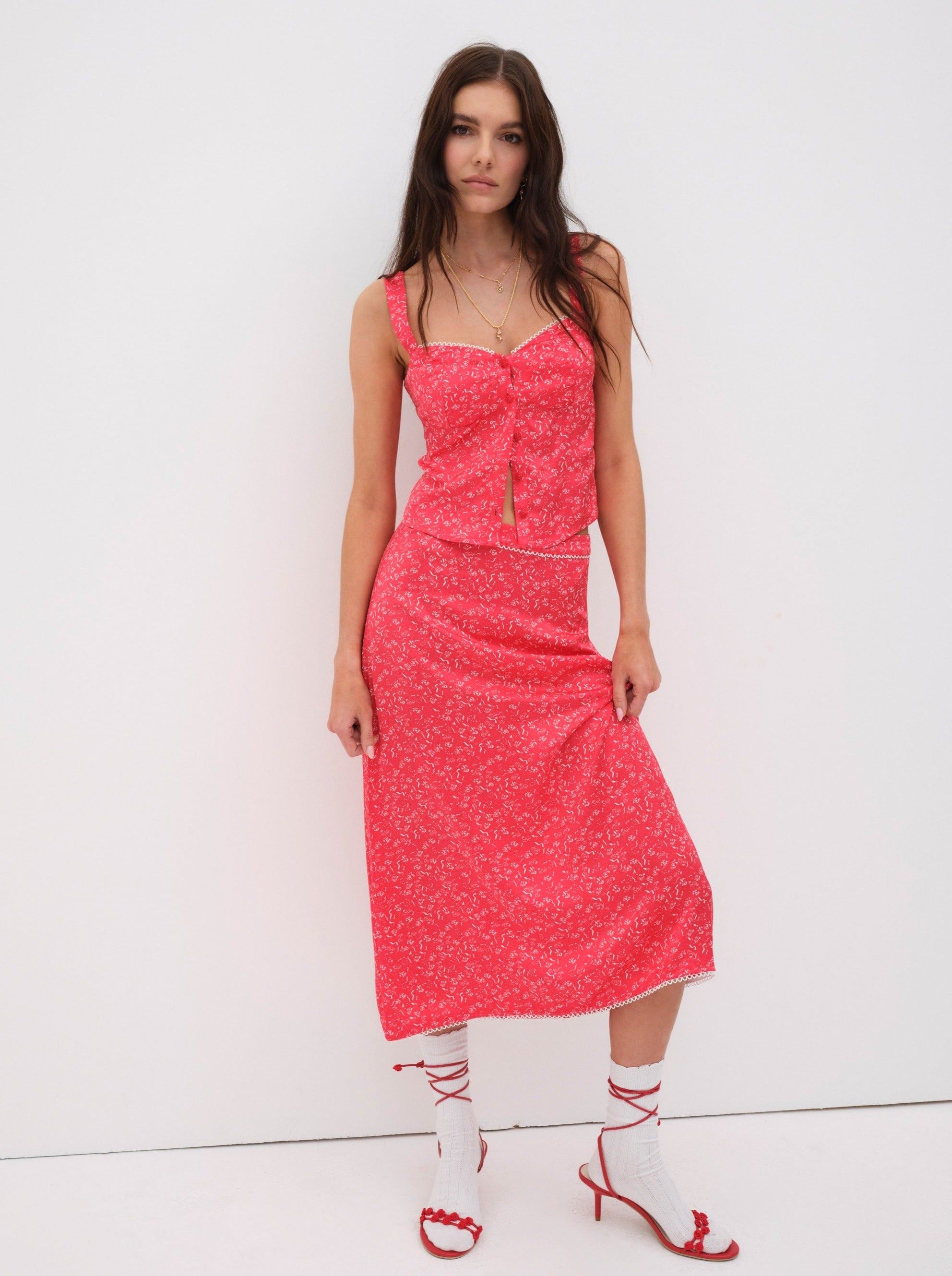 Barbera Midi Skirt sold by For Love And Lemons