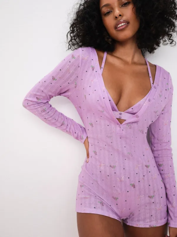 Pointelle Deep V Onesie sold by For Love And Lemons