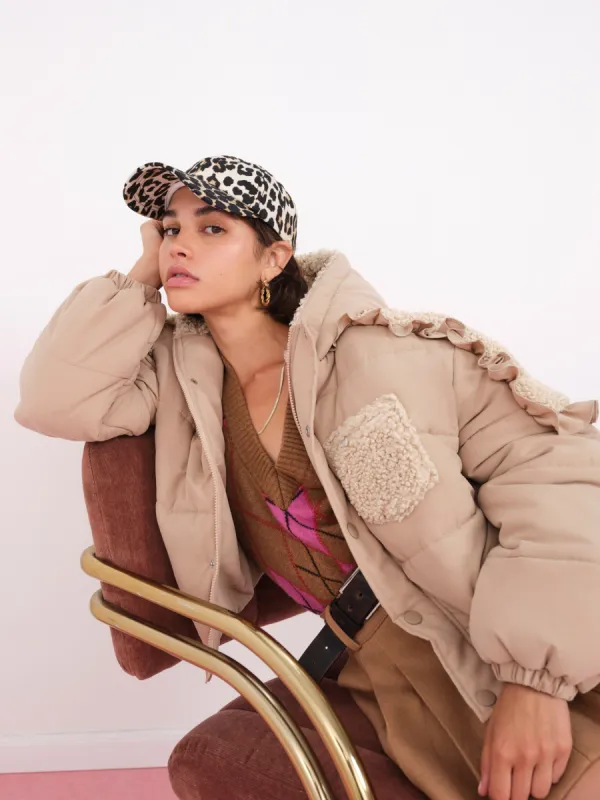 Puffer Jacket With Ruffle Trim sold by For Love And Lemons